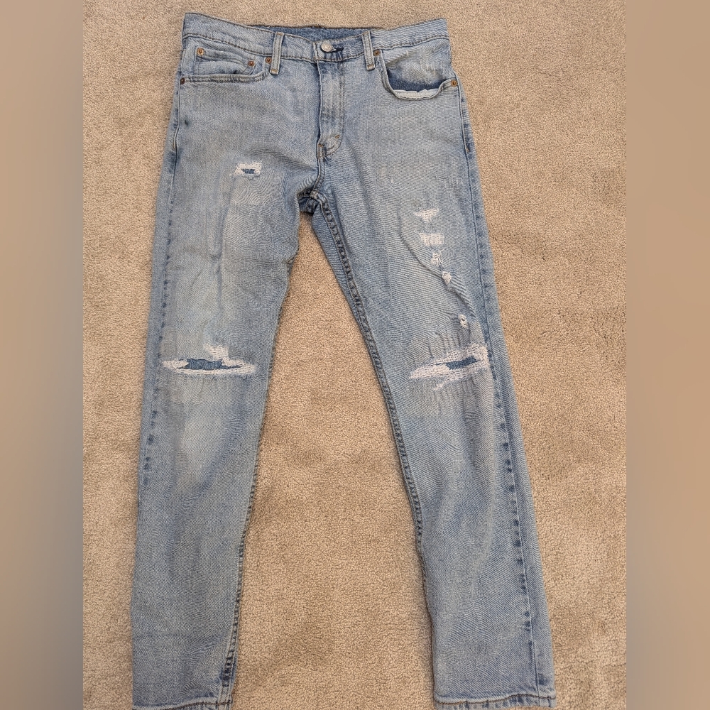 Levi’s 512 Men's Slim Taper Jeans Distressed Light Wash 33x32